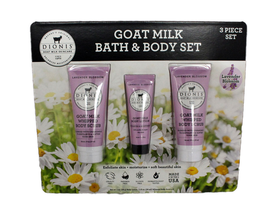 Dionis Goat Milk Bath & Body 3 Piece Set Lavender Blossom