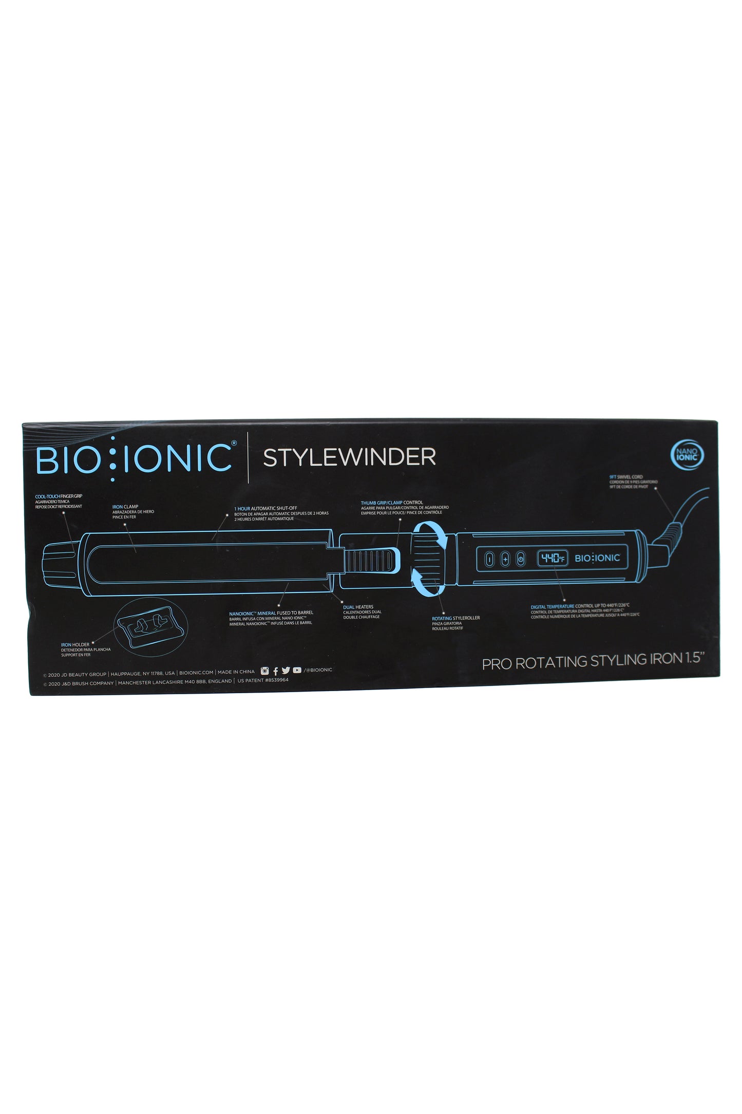 Bio Ionic Stylewinder Pro Rotating Styling Iron 1.5" White