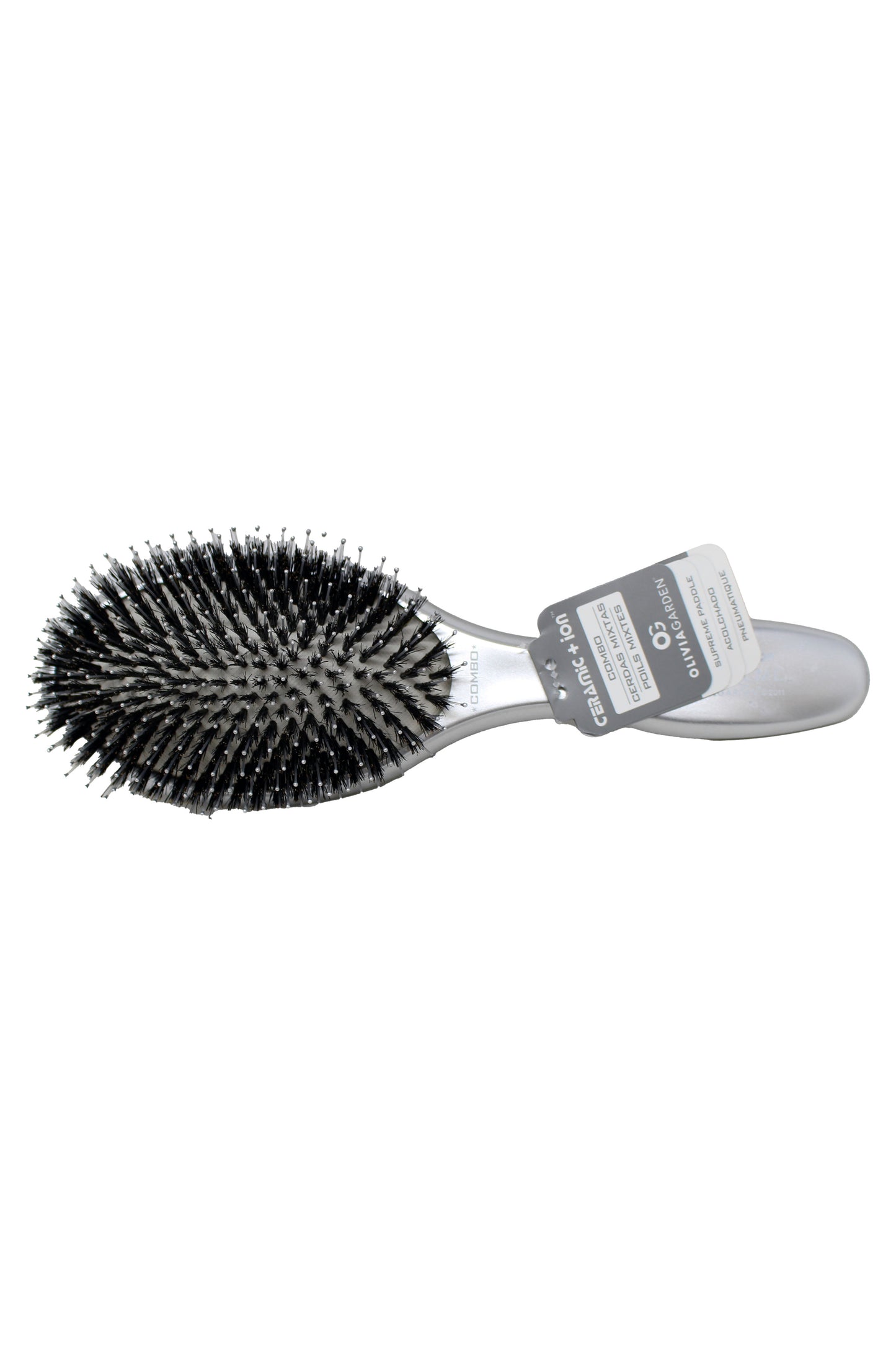 Olivia Garden Ceramic + Ion Supreme Boar + Ionic Bristle Paddle Brush Grey