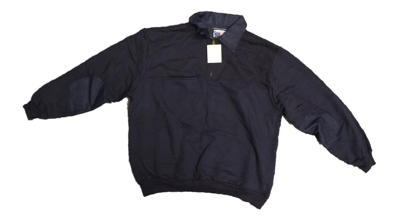 Snap' N' Wear Quarter Zip Denim Collared Pullover Navy 2XL