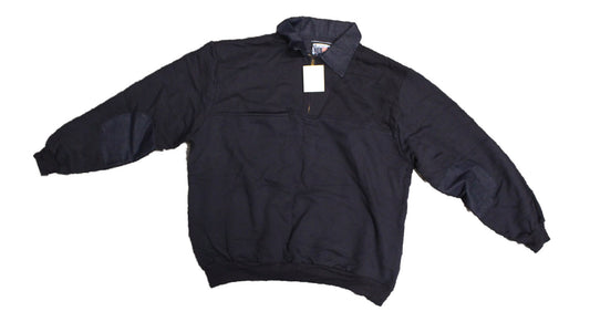 Snap' N' Wear Quarter Zip Denim Collared Pullover Navy 2XL