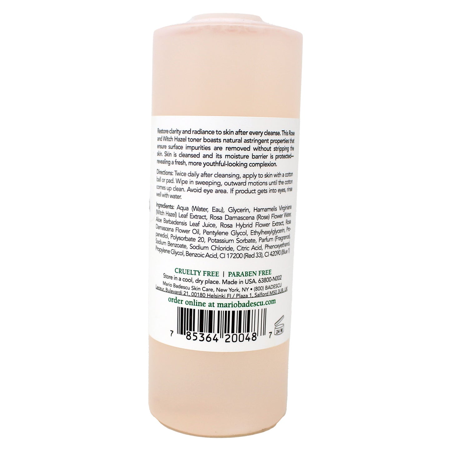 Mario Badescu Witch Hazel & Rosewater Toner, Alcohol-Free, 8 Ounces