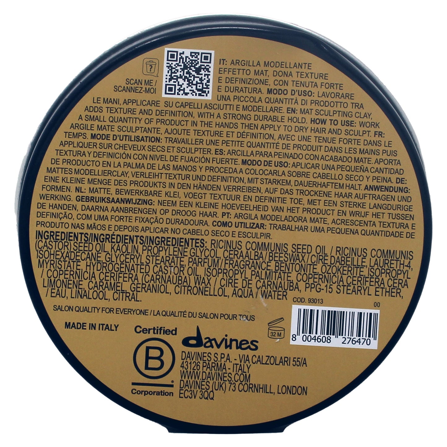 Davines Pasta & Love Strong Hold Styling Clay, 1.9 Ounces