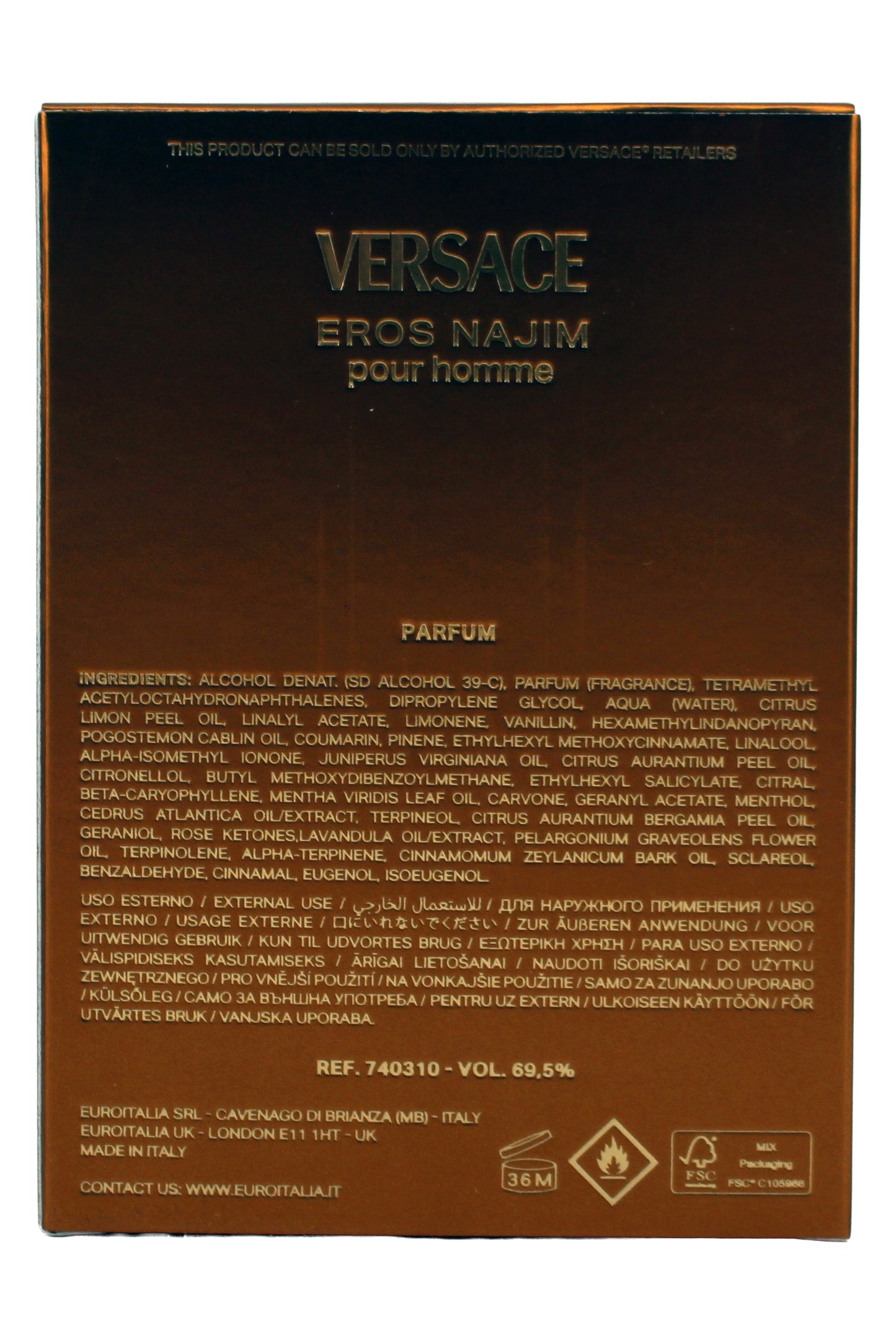 Versace Eros Najim Pour Homme Eau De Parfum Spray 3.4 Fl Ounce