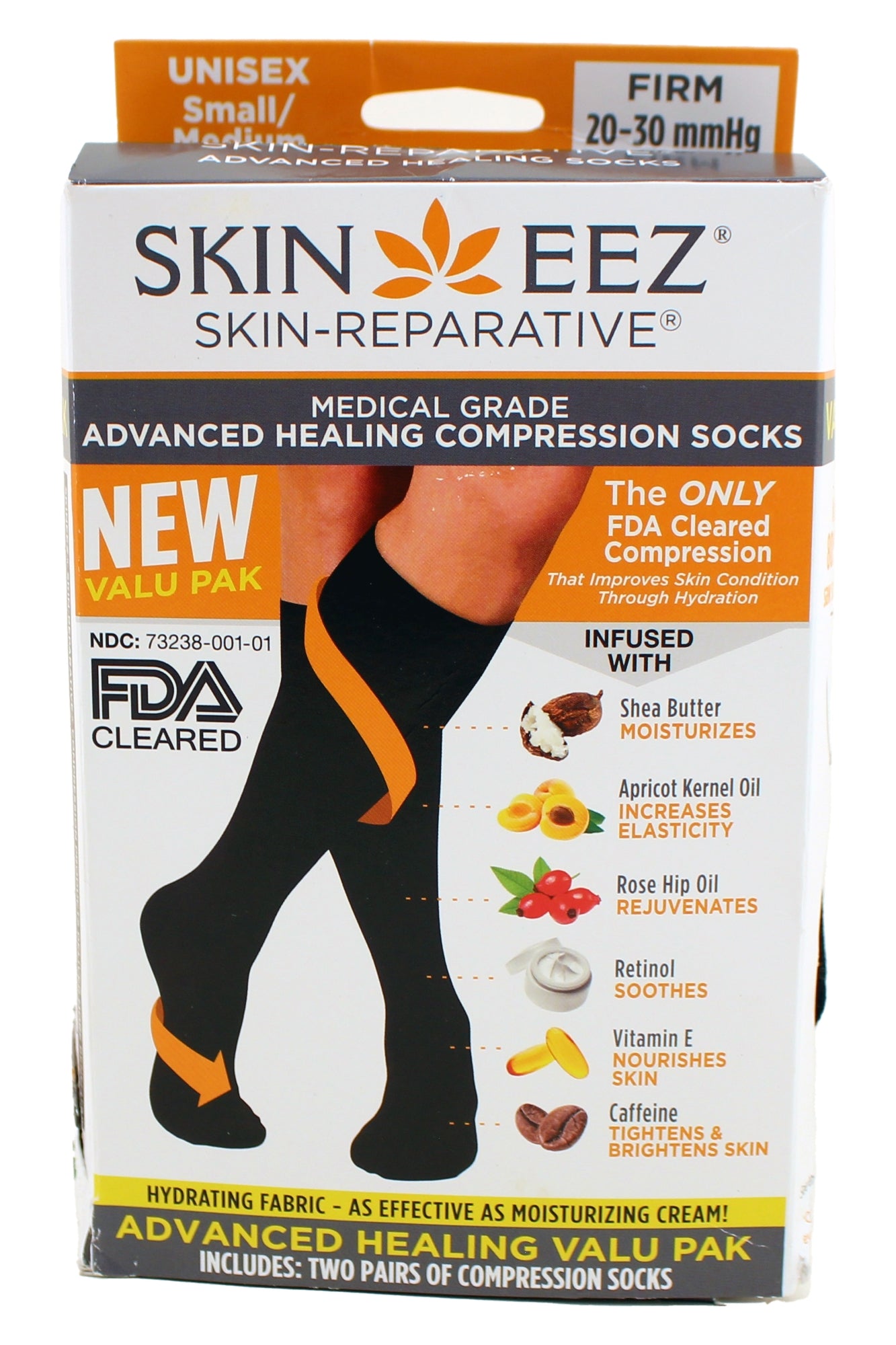 Skin Eez Skin Reparative Advanced Healing Compression Socks Small/Medium 2 Pair