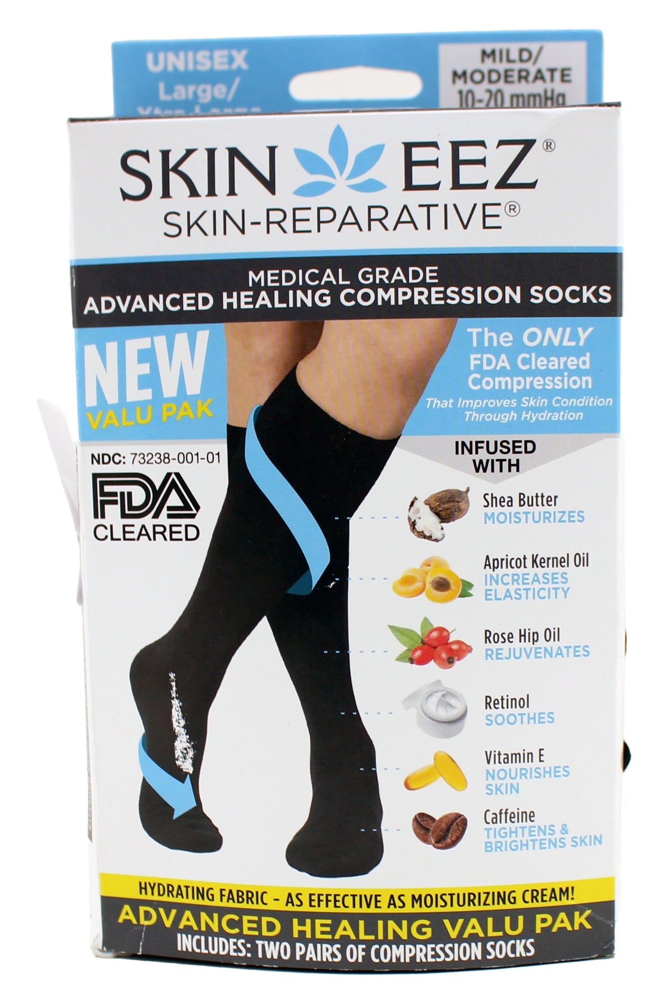 Skin Eez Skin Reparative Advanced Healing Compression Socks L/XL 2 Pairs