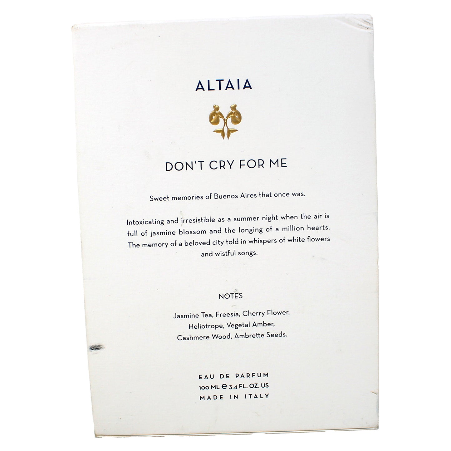 Altaia Eau D'Italie Don't Cry For Me Eau De Parfum 3.4 Ounces