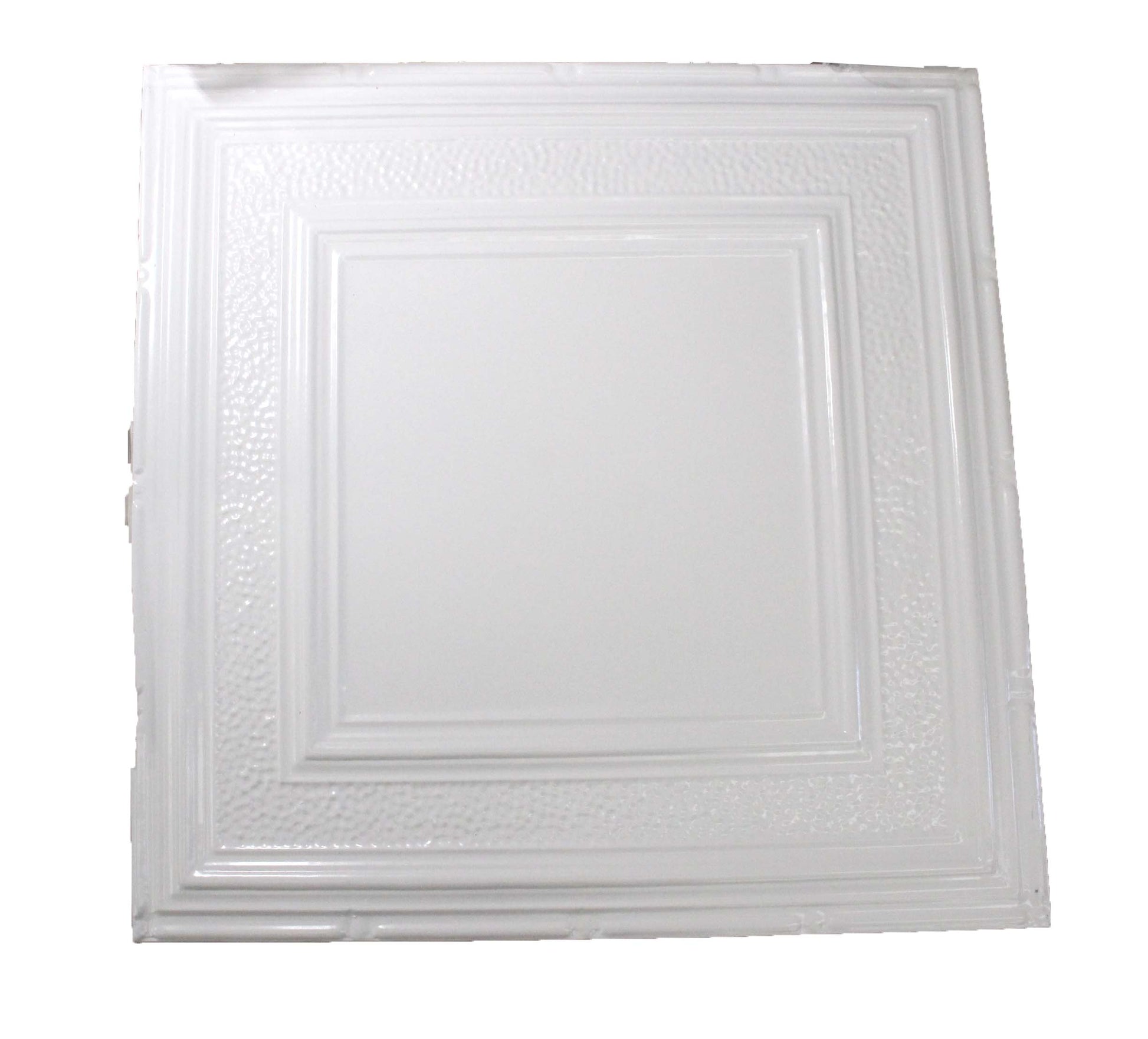 Shanko County Cork Stamped Metal Nail-up Tin Ceiling Tile (48 sq. ft) White 12pk