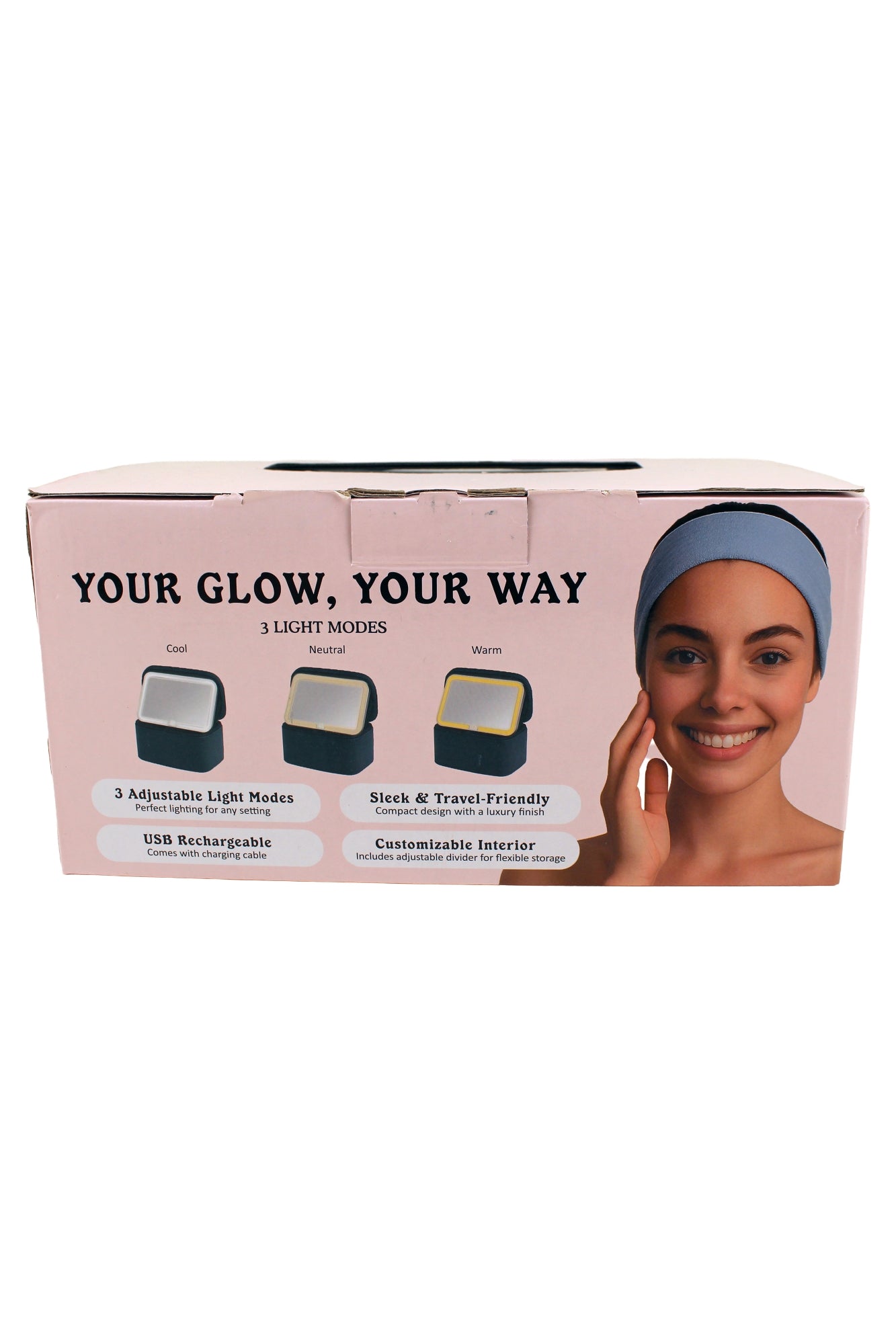 Lighted Makeup Case USB-C Charging LED Mirror Green
