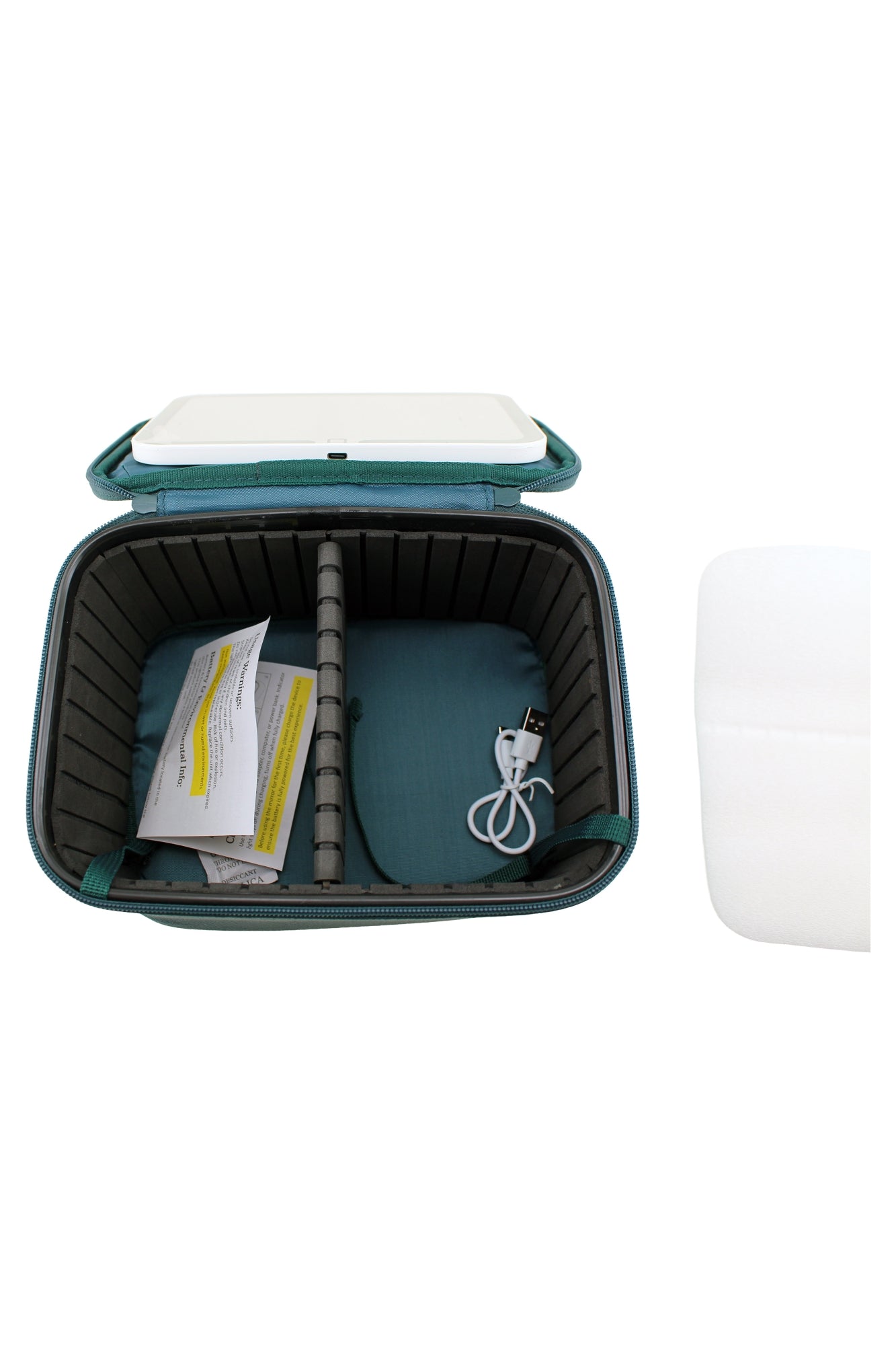 Lighted Makeup Case USB-C Charging LED Mirror Green