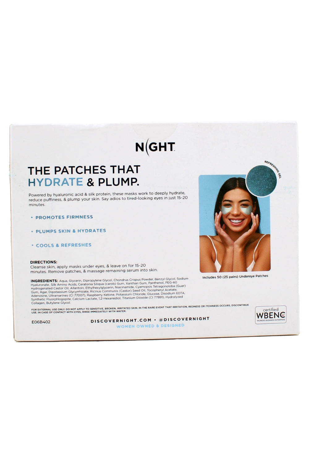 Night Silk Hyaluronic Acid Undereye Patches Pack of 50 Patches (25 Pairs)