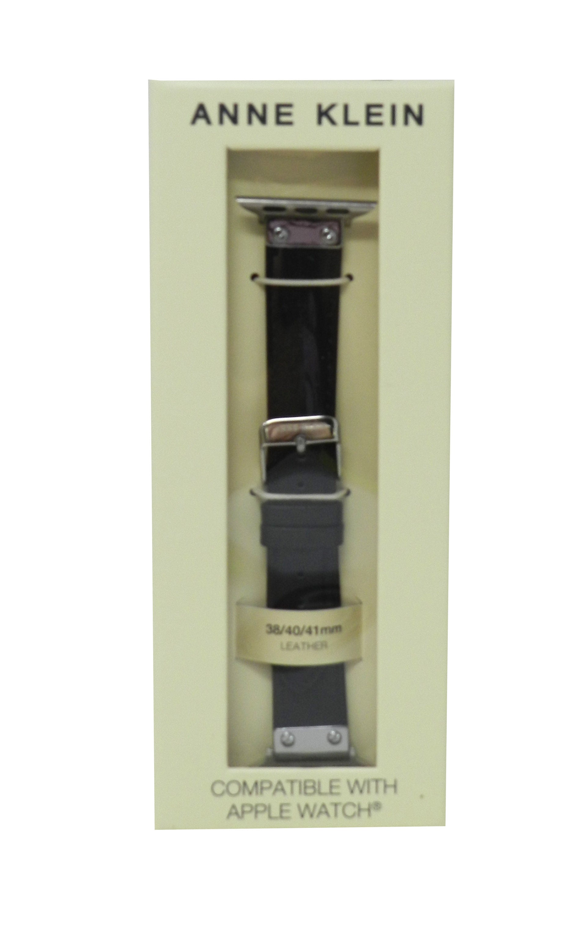 Anne Klein Fashion Leather Band For Apple Watch Black/Silver 38/40/41MM