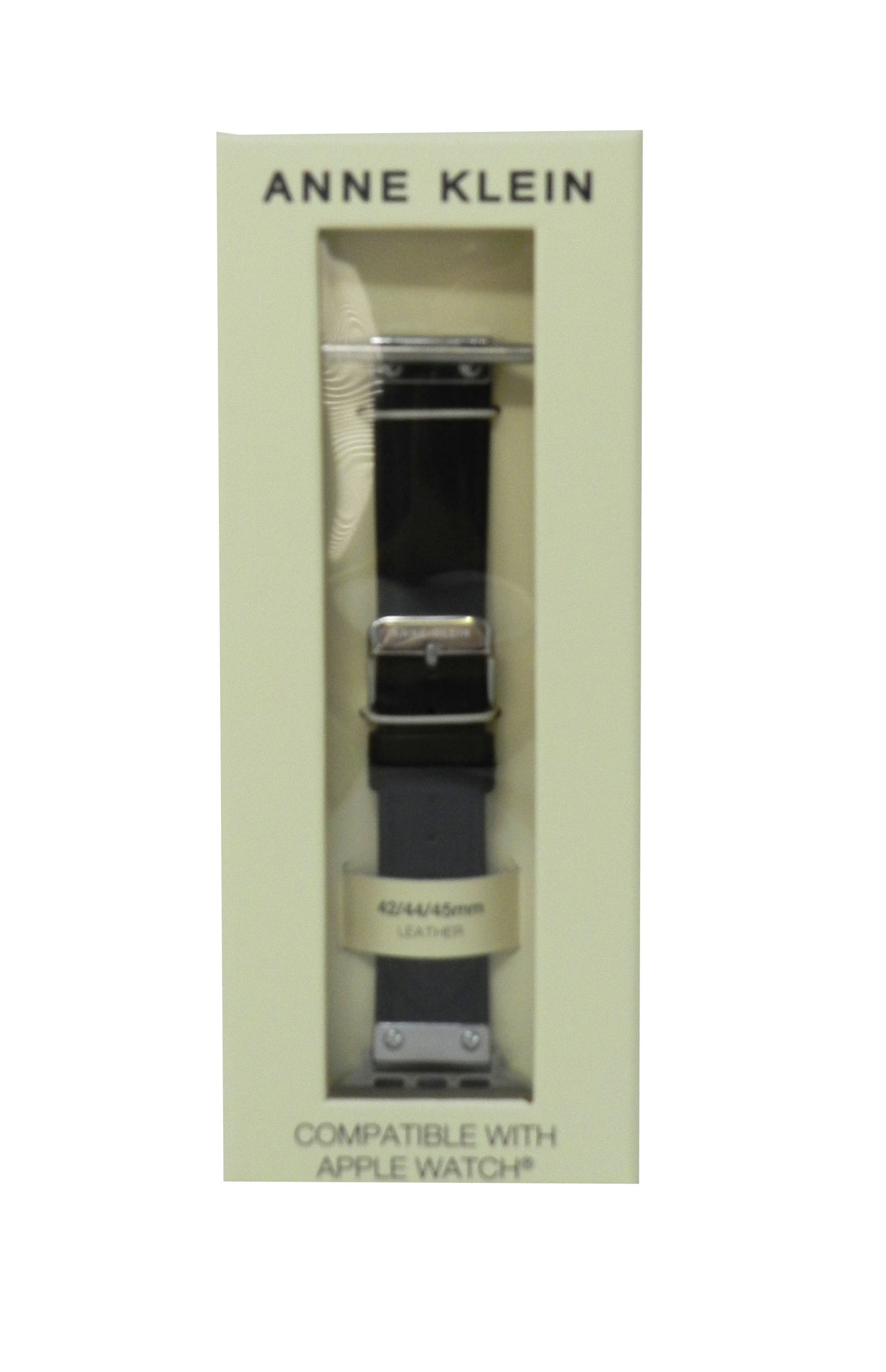 Anne Klein Fashion Leather Band For Apple Watch Black/Silver 42/44/45MM