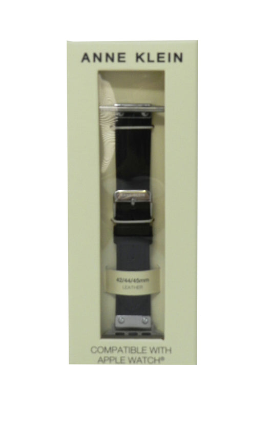Anne Klein Fashion Leather Band For Apple Watch Black/Silver 42/44/45MM