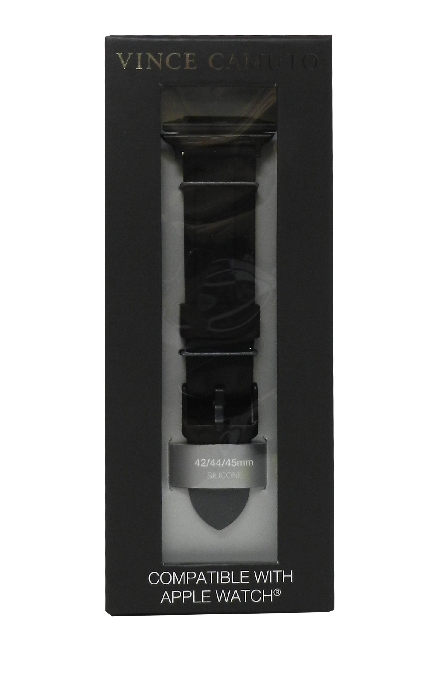 Vince Camuto Fashion Silicone Band For Apple Watch Black 42/44/45MM