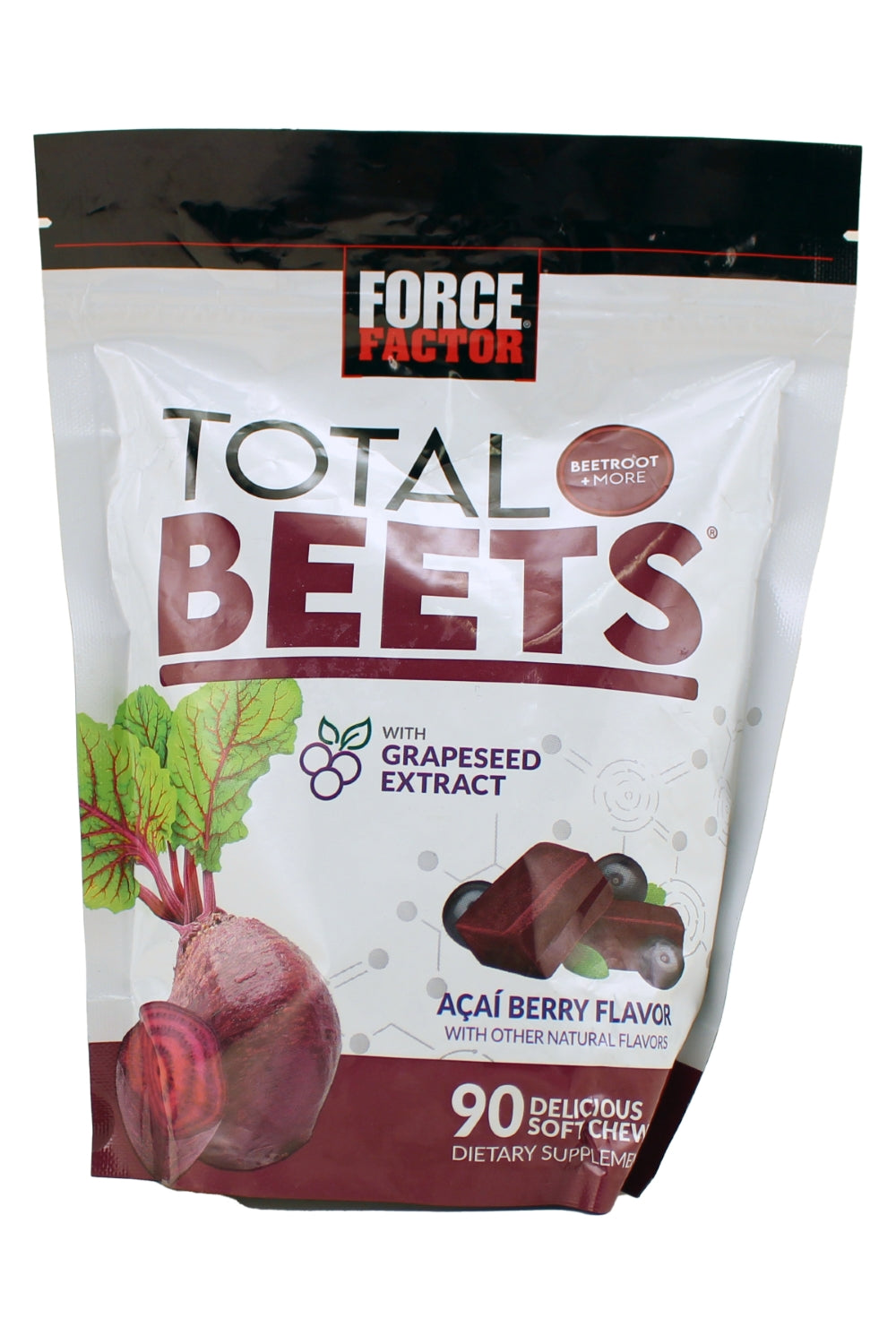 Force Factor Total Beets With Grapeseed Extract Acai Berry Flavor 90 Soft Chews Dietary Supplements