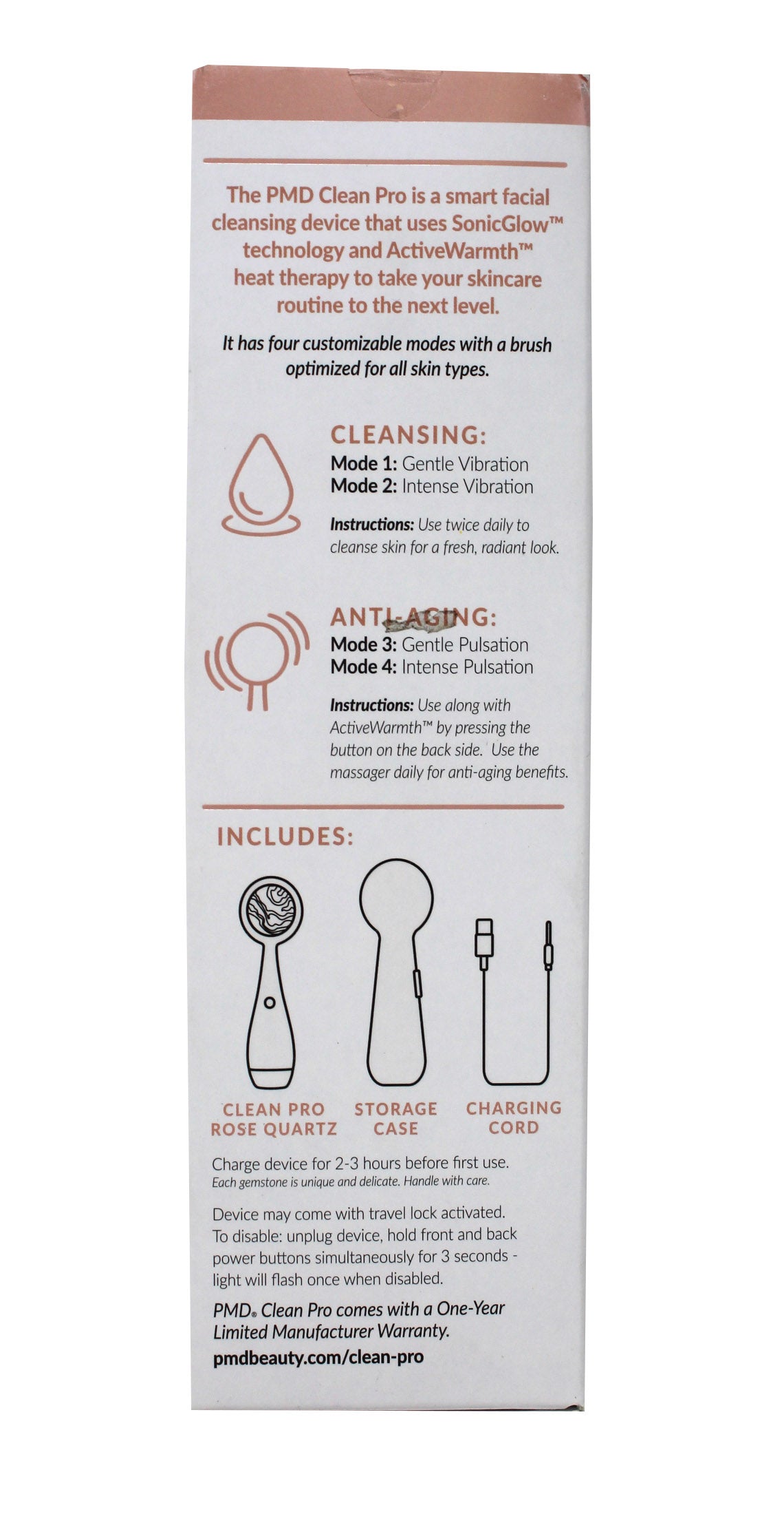 PMD Clean Pro RQ Smart Facial Cleansing Device Blush W/Rose Gold 1 Count