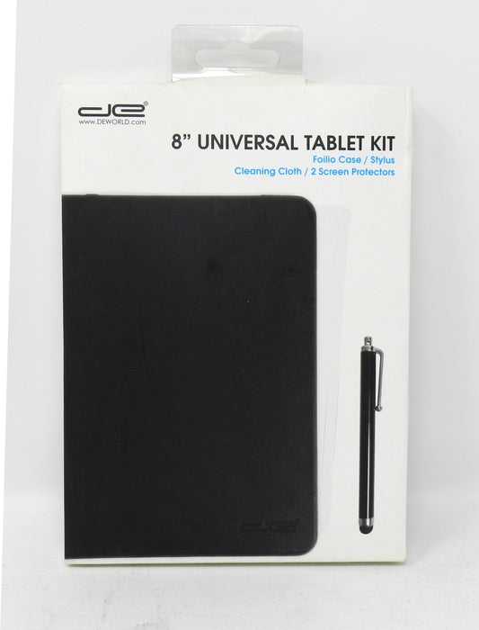 DeWorld Universal 8 Inch Tablet Kit w Case, Stylus, Cleaning Cloth, 2 Screen Pro