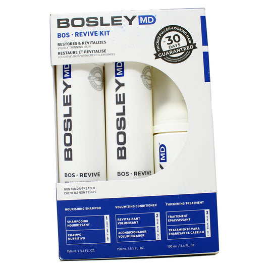 Bosley MD Bos Revive Kit Contains Nourishing Shampoo, Volumizing Conditioner and Thickening Treatment (5.1 Fl Oz, 5.1 Fl