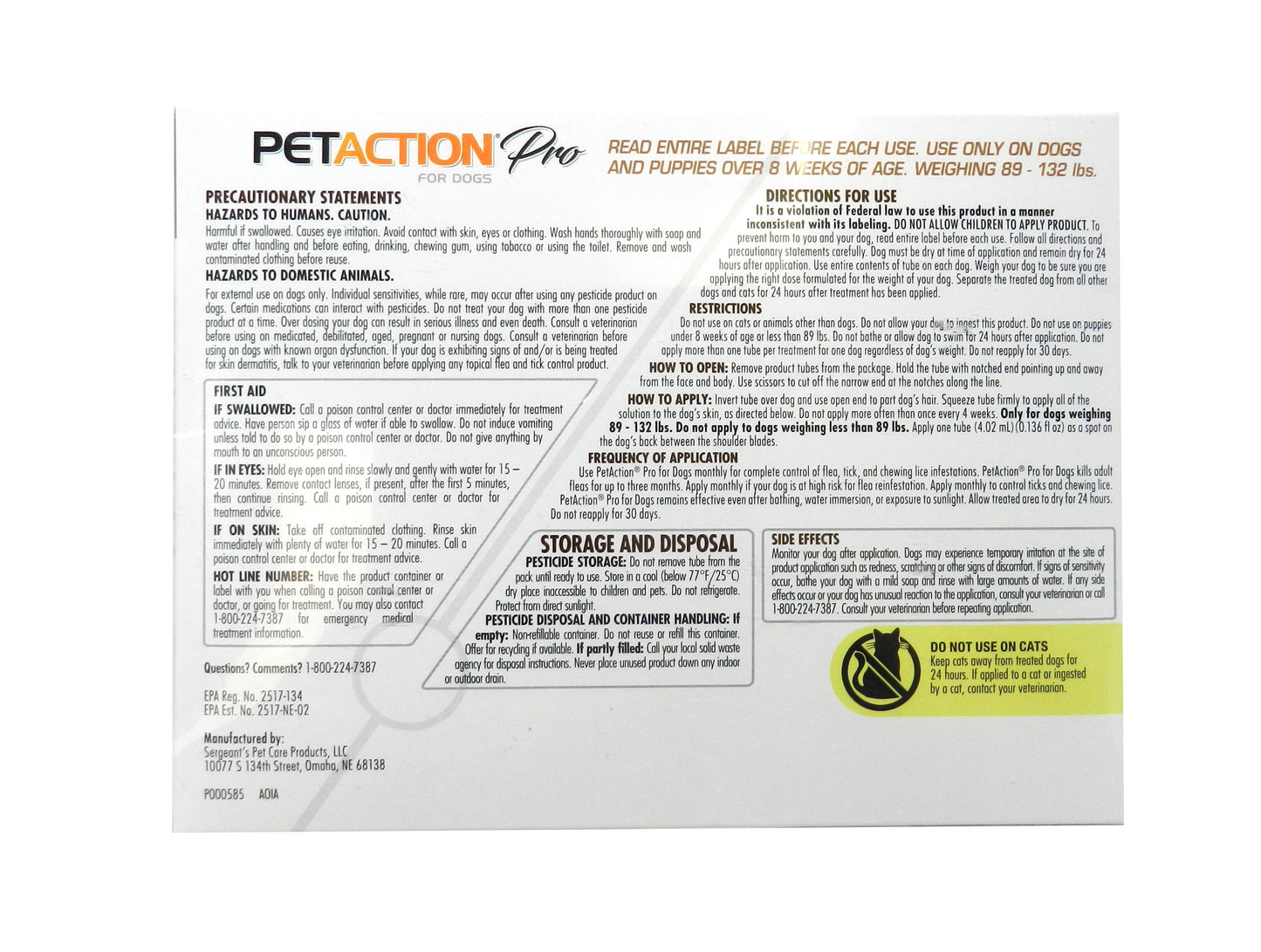 Petaction For Dogs Pro 8 Doses for Extra Large Dogs 89 - 132 Lbs