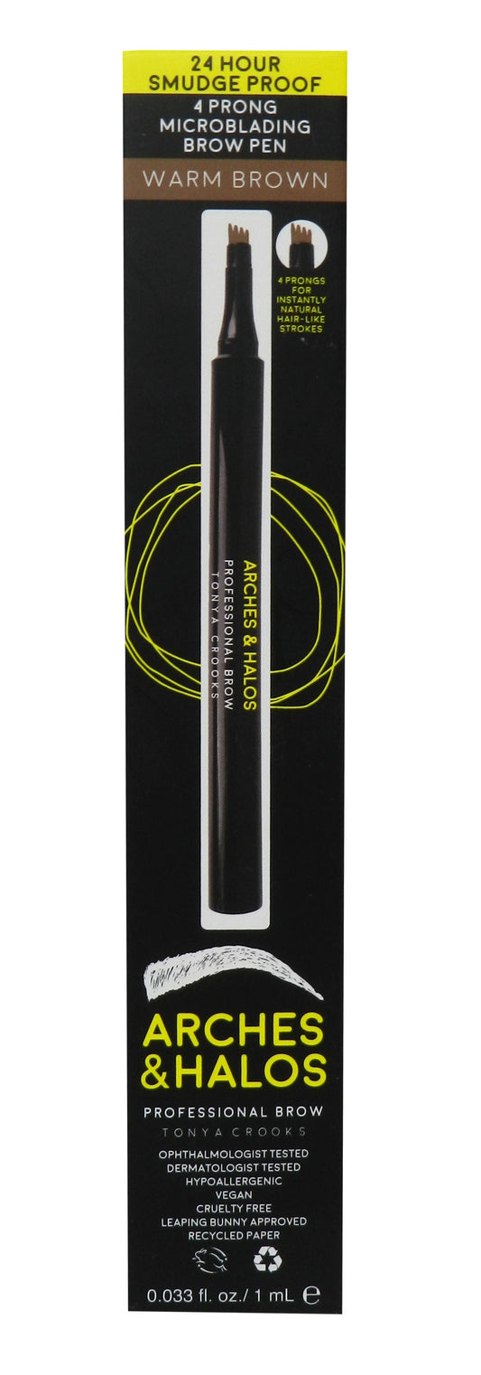 Arches & Halos 24HR Smudge Proof 4 Prong Microblading Brow Pen Warm Brown 1 ML