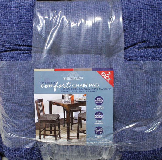 Whitley Willows Reversible Comfort Chair Pad 2 Pack Navy Peony