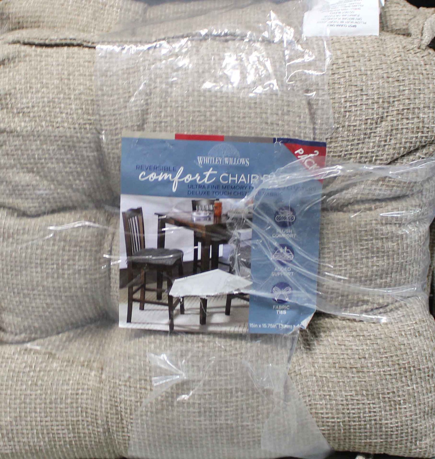 Whitley Willows Reversible Comfort Chair Pad 2 Pack Beige