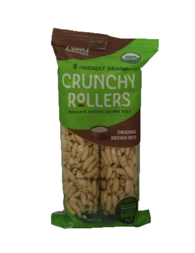 Friendly Grains Crunchy Rollers Organic Puffed Brown Rice 0.9 Ounce (16 Count)