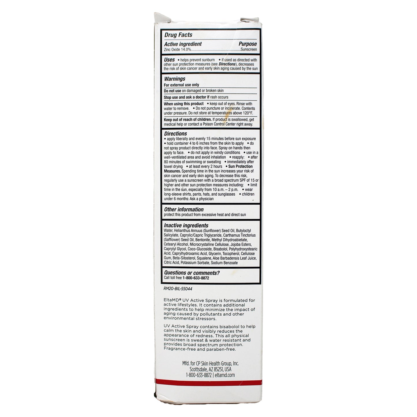 EltaMD UV Active Mineral Spray Sunscreen SPF 30, 6 oz  Expiration 05/2025