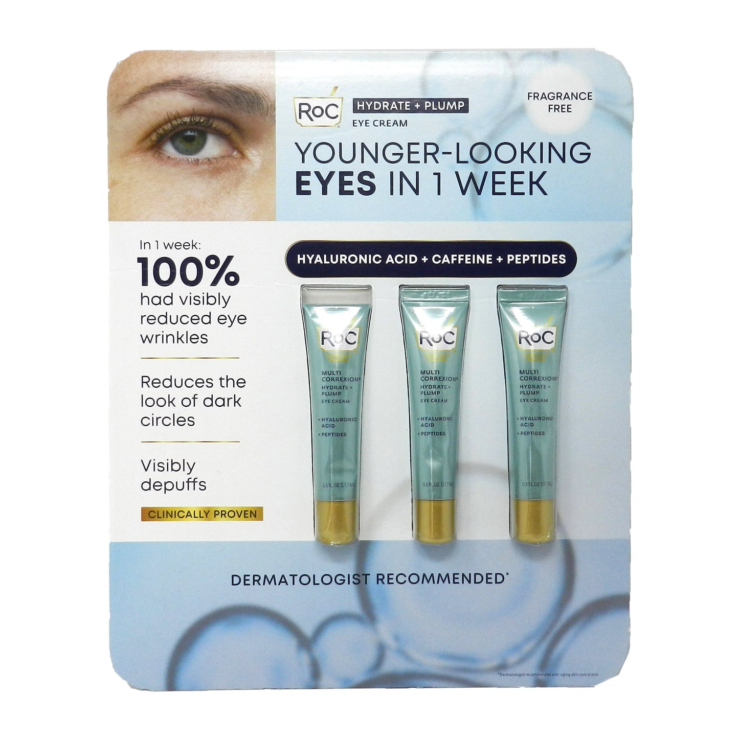 Roc Multi-Correxion Hydrate + Plump Eye Cream 0.6 Ounces, 3 Pack