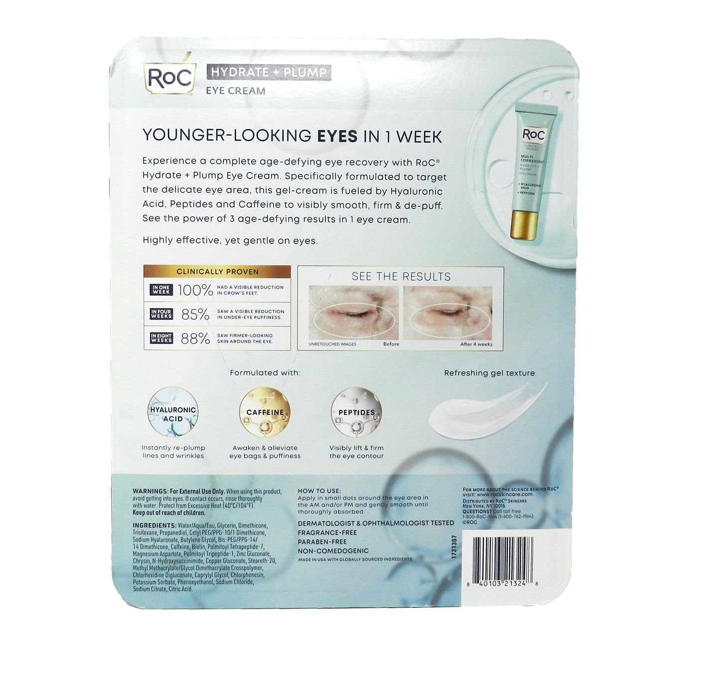 Roc Multi-Correxion Hydrate + Plump Eye Cream 0.6 Ounces, 3 Pack