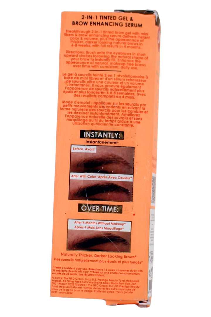 Grande Cosmetics 2-In-1 Tinted Brow Gel and Brow Enhancing Serum - Medium 0.12 Fl Ounce