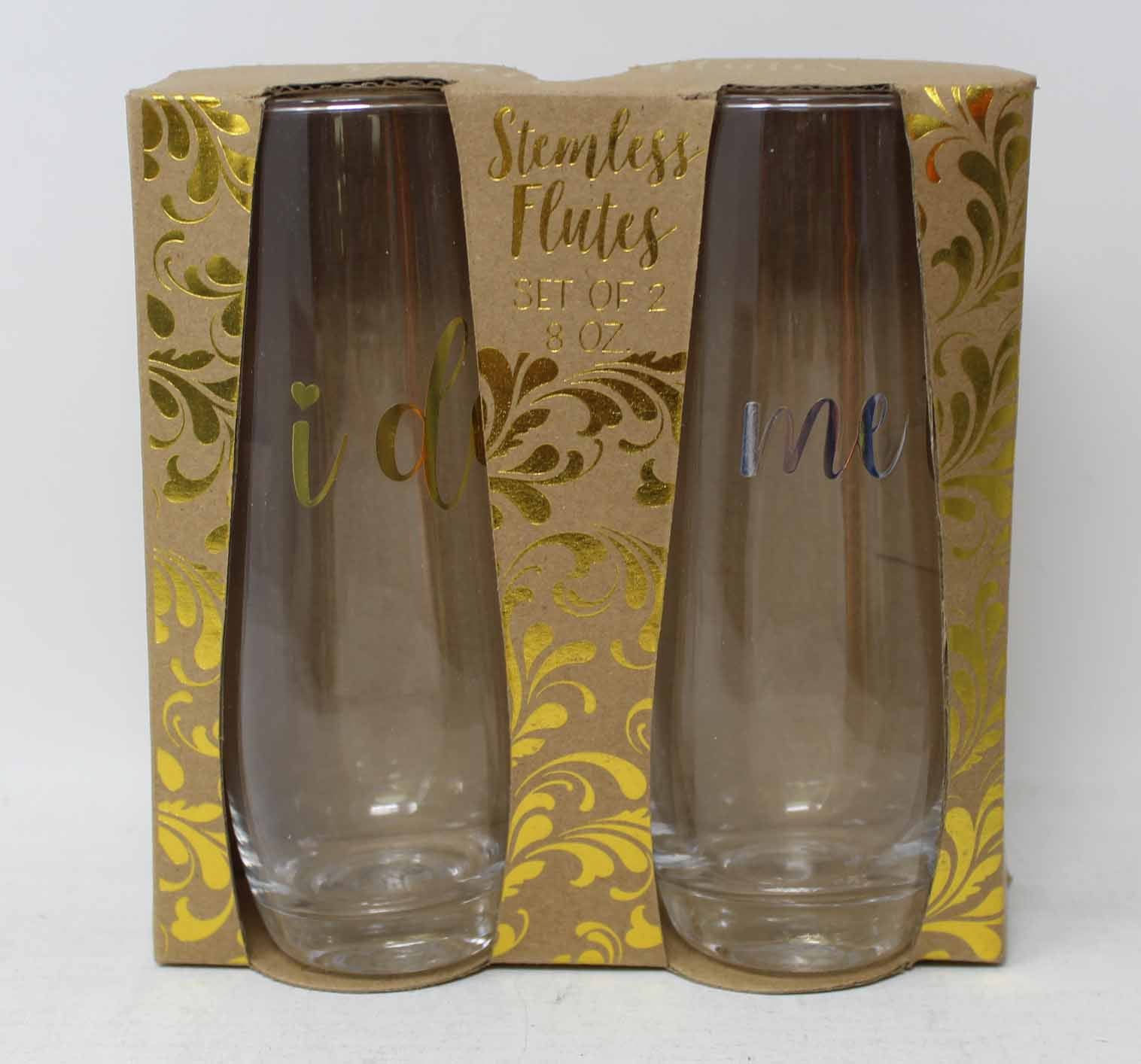 TMD Holdings 'I Do, Me Too' Stemless Flutes 8 oz, 2 Count