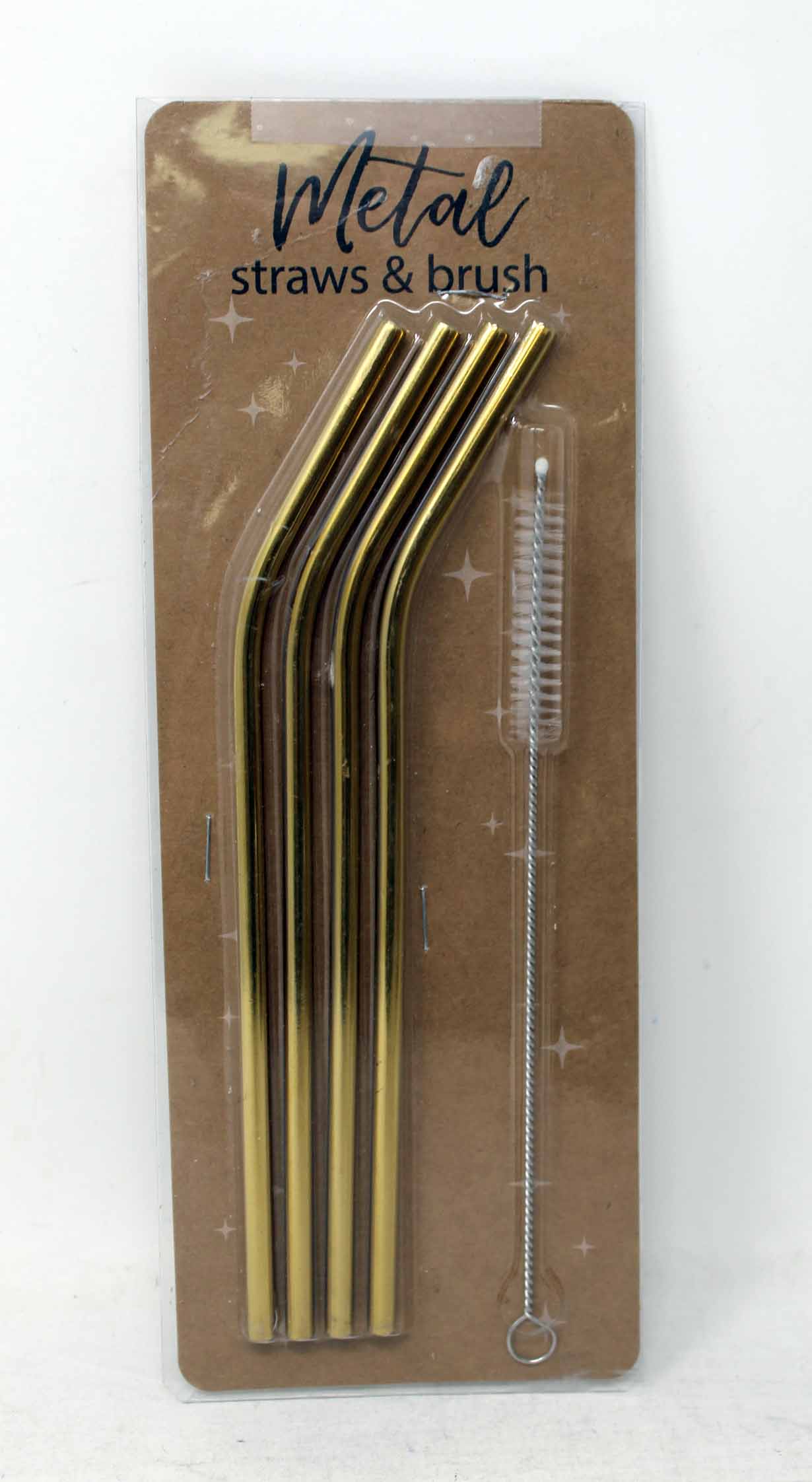 TMD Classic Gold Metal Straws and Brush Set