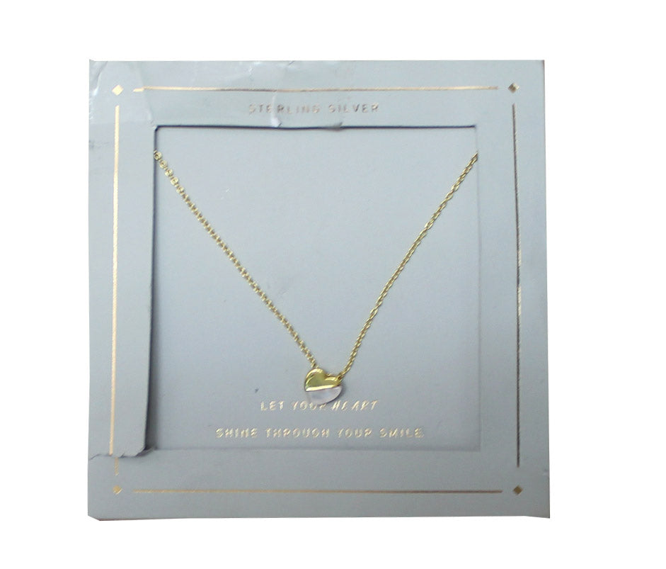 Sterling Silver Heart Extender Necklace Silver Gray