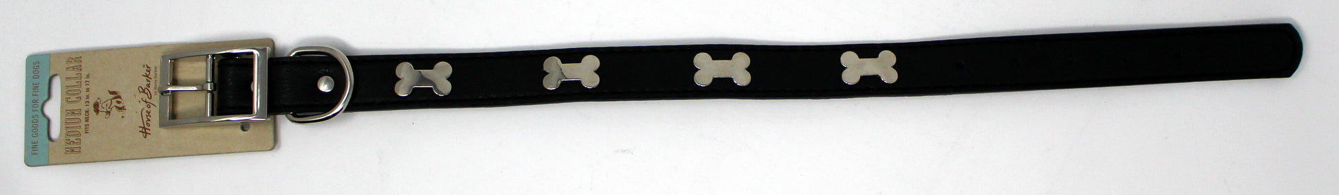 House of Barker Medium Leather Stud Collar Black