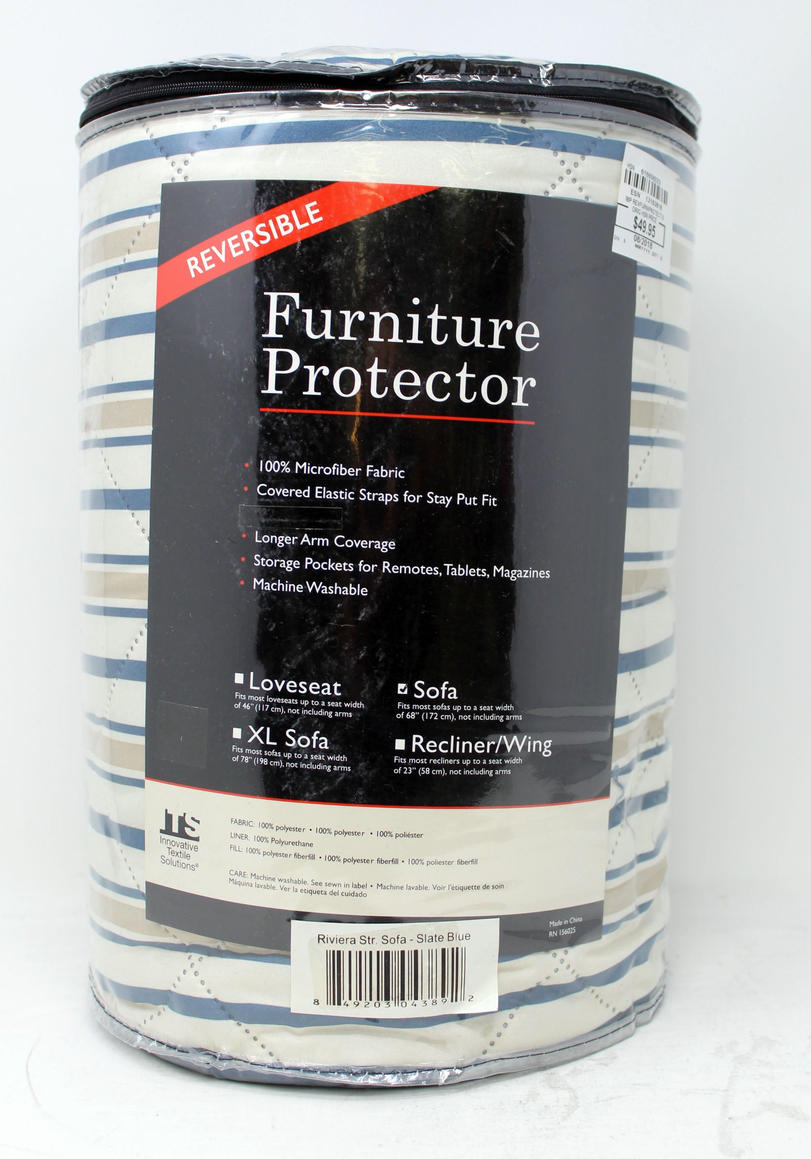 Reversible Furniture Protector Riviera Str. Sofa Slate Blue Sofa Cover 1 Count