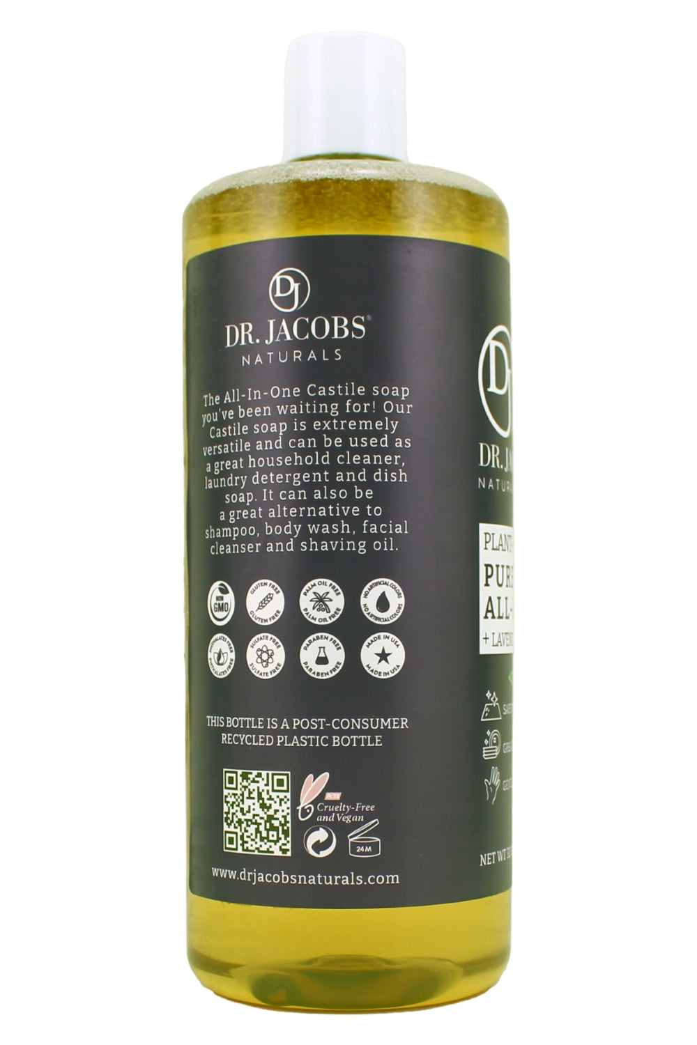 Dr. Jacobs Natruals Plant Based Pure Castile All-In-1 Soap with Lavender Essential Oil 32 Ounce
