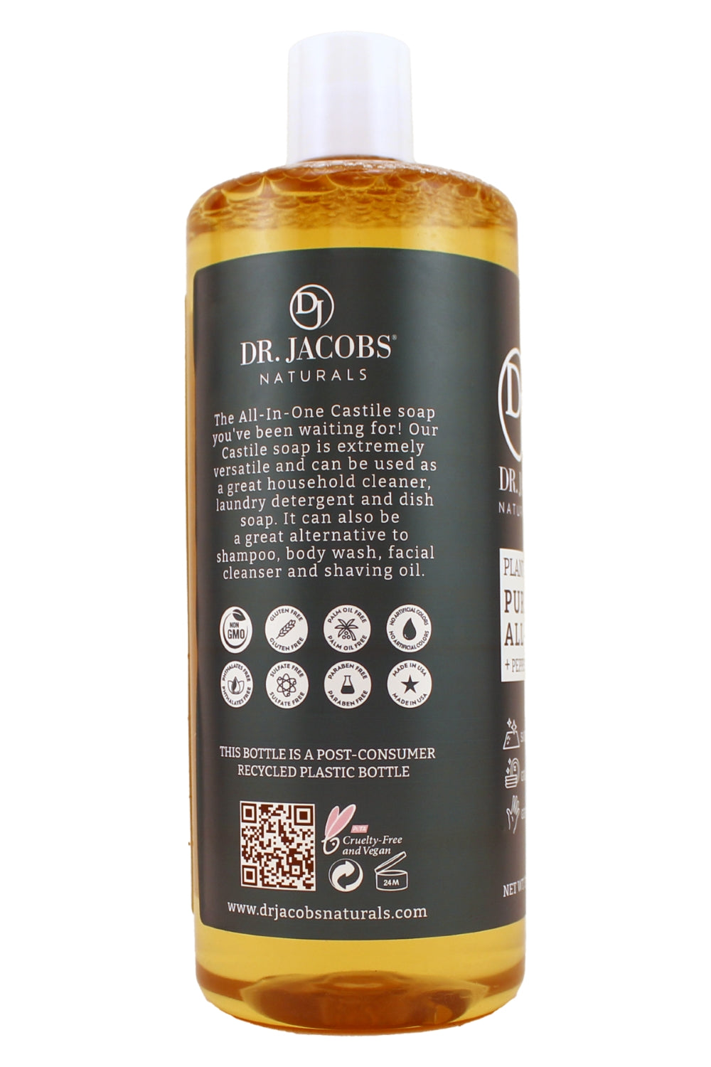 Dr. Jacobs Natruals Plant Based Pure Castile All-In-1 Soap with Peppermint Essential Oil 32 Ounce