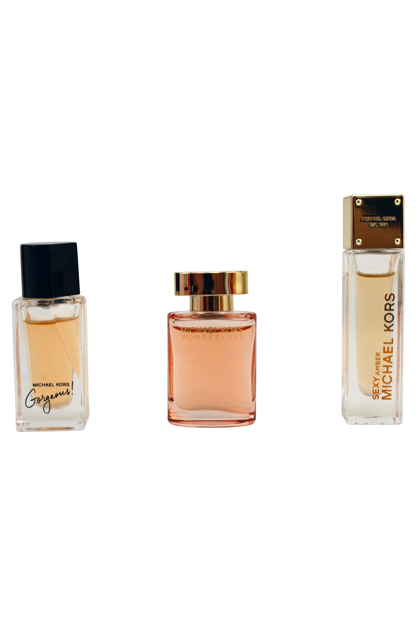 Michael Kors Miniature Collection Gorgeous, Wonder Lust and Sexy Amber (Set) Sample Sized 0.17 Fl Ounces Each