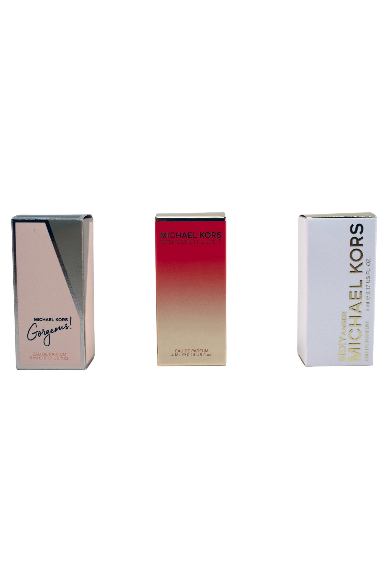 Michael Kors Miniature Collection Gorgeous, Wonder Lust and Sexy Amber (Set) Sample Sized 0.17 Fl Ounces Each
