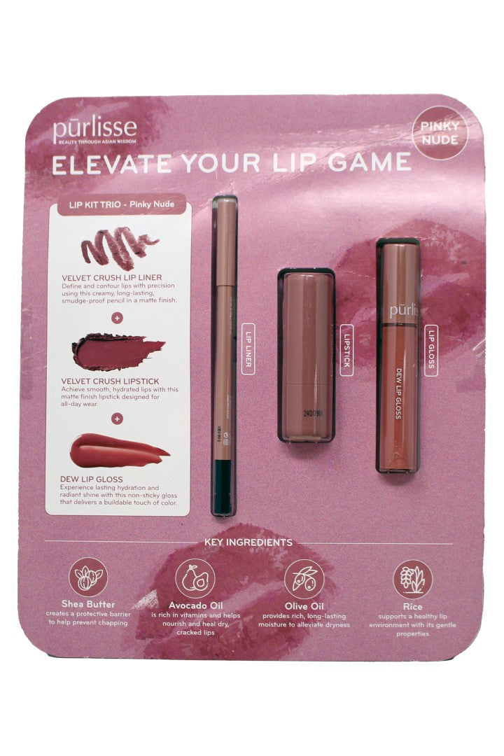 Purlisse Elevate Your Lip Game Lip Kit Trio (Pinky Nude)