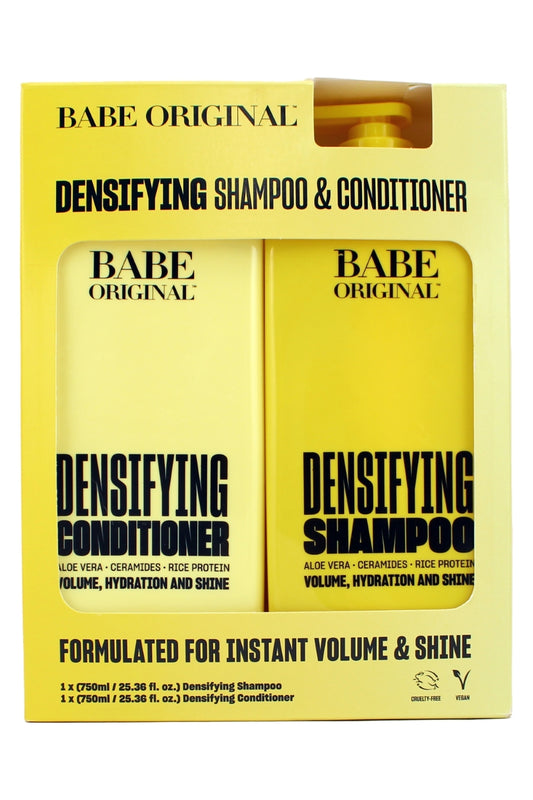 Babe Original Densifying Shampoo and Conditioner with Aloe Vera, Ceramides, Rice Portein For Volume, Hydration and Shine