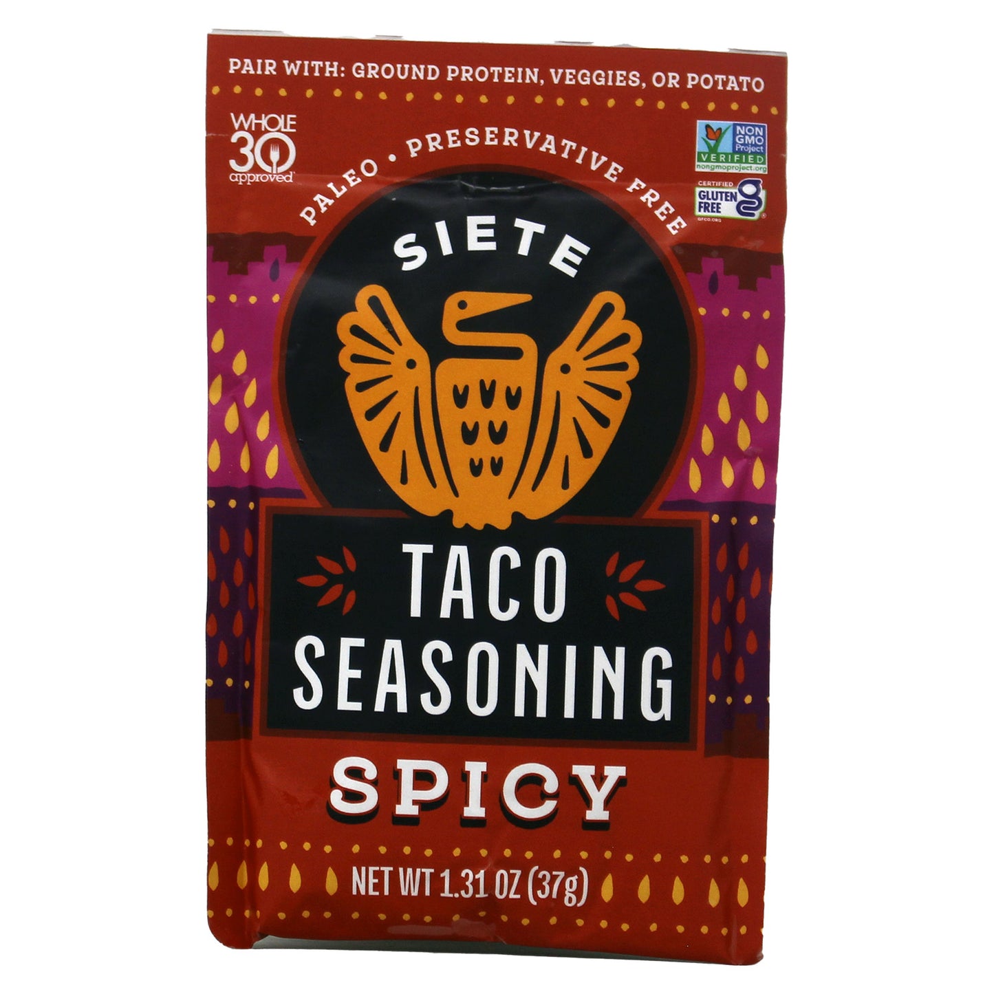 Siete Taco Seasoning Spicy 1.31 Ounce Pack of 4 Net Weight 5.24 Ounces