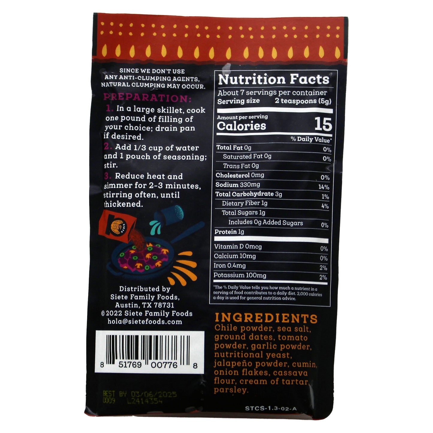 Siete Taco Seasoning Spicy 1.31 Ounce Pack of 4 Net Weight 5.24 Ounces