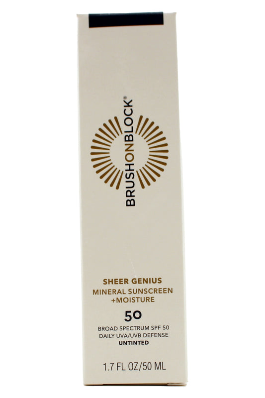 Brush on Block Sheer Genius Mineral Sunscreen Moisture SPF 50 Untinted 1.7 Oz