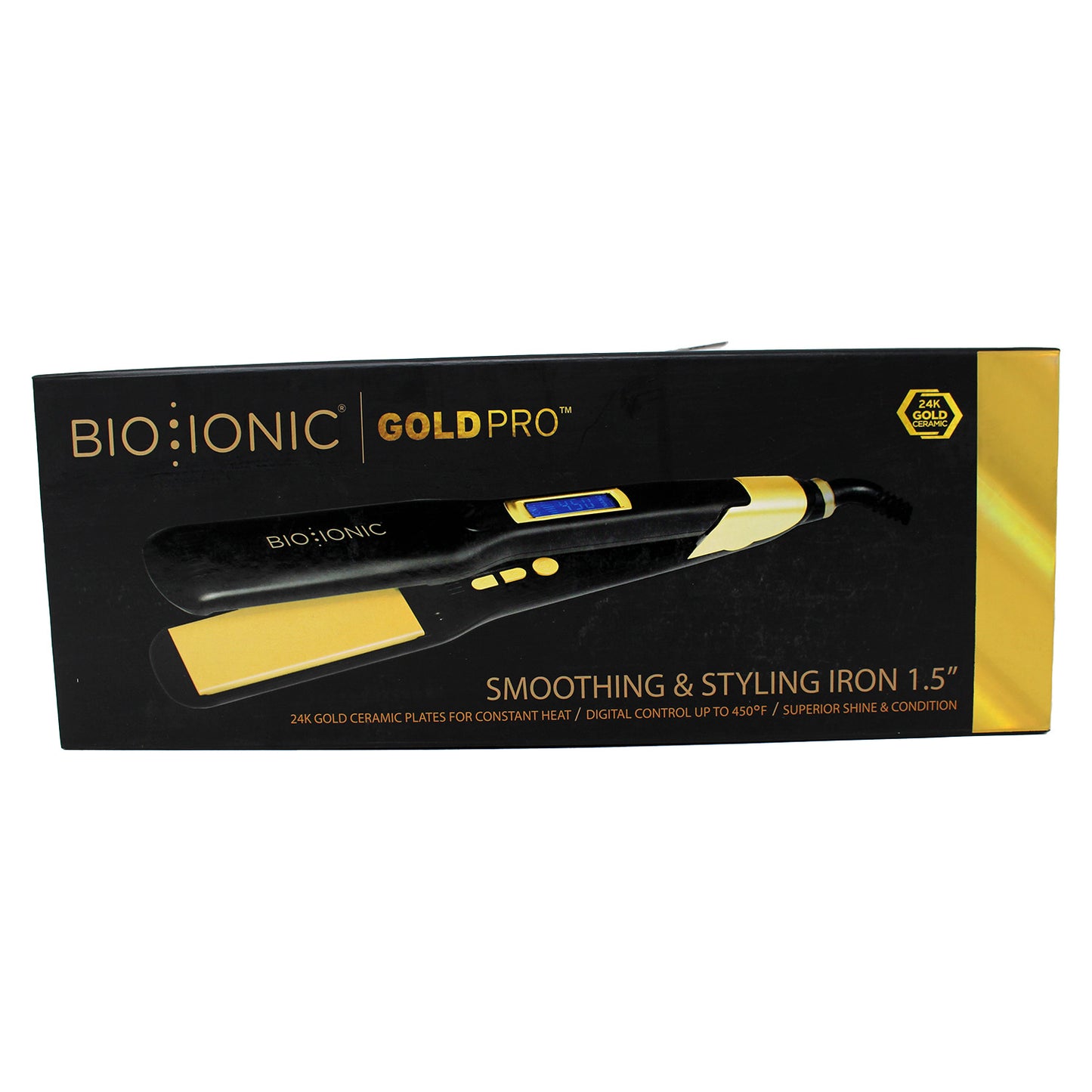 Bio Ionic Gold Pro Smoothing and Styling Iron 1.5" Black 1 Count