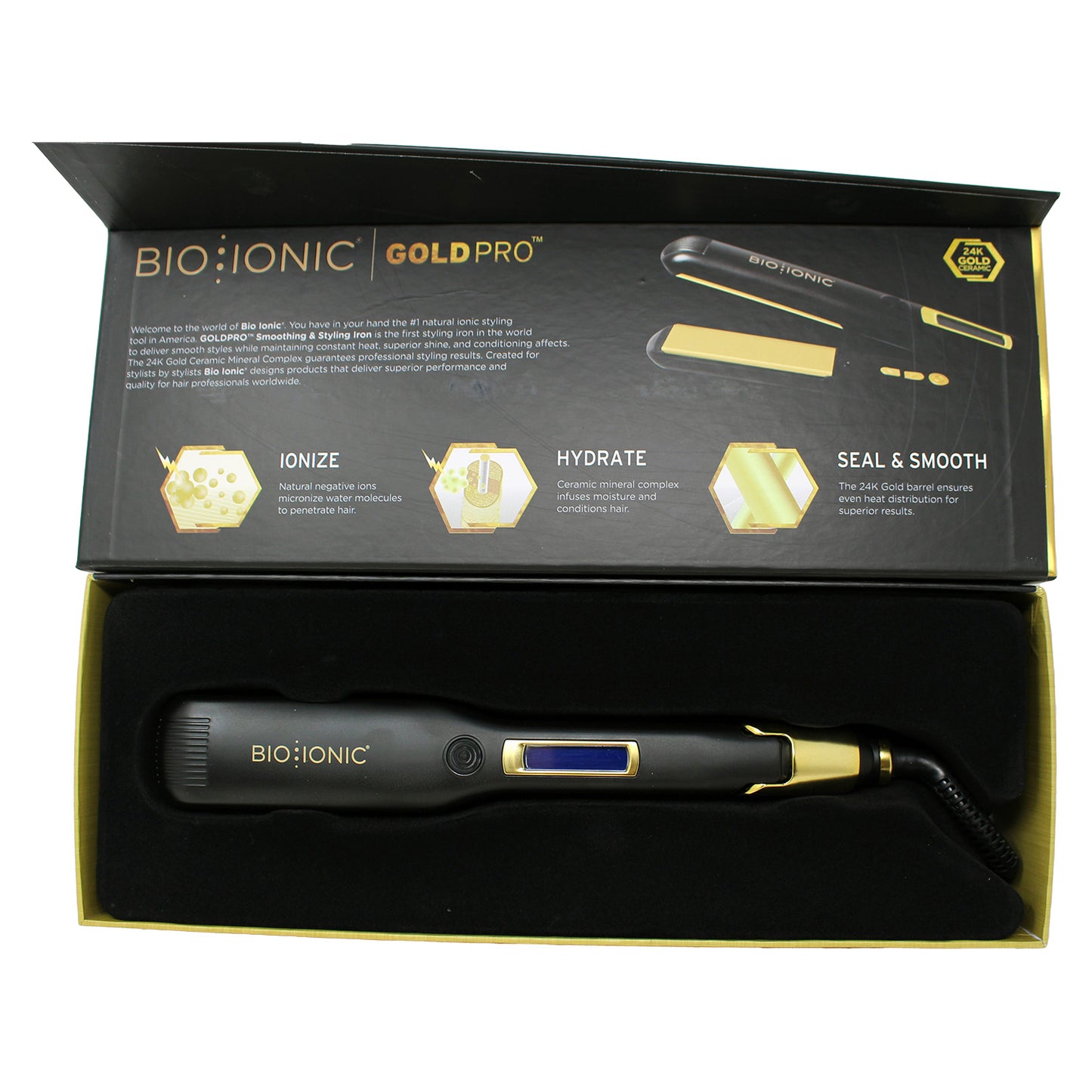 Bio Ionic Gold Pro Smoothing and Styling Iron 1.5" Black 1 Count