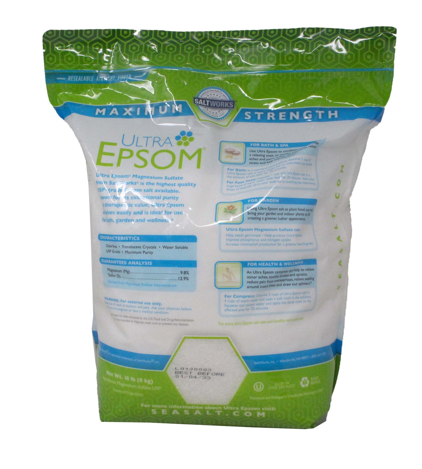 Saltworks Premium USP Grade Bath Salt Crystals