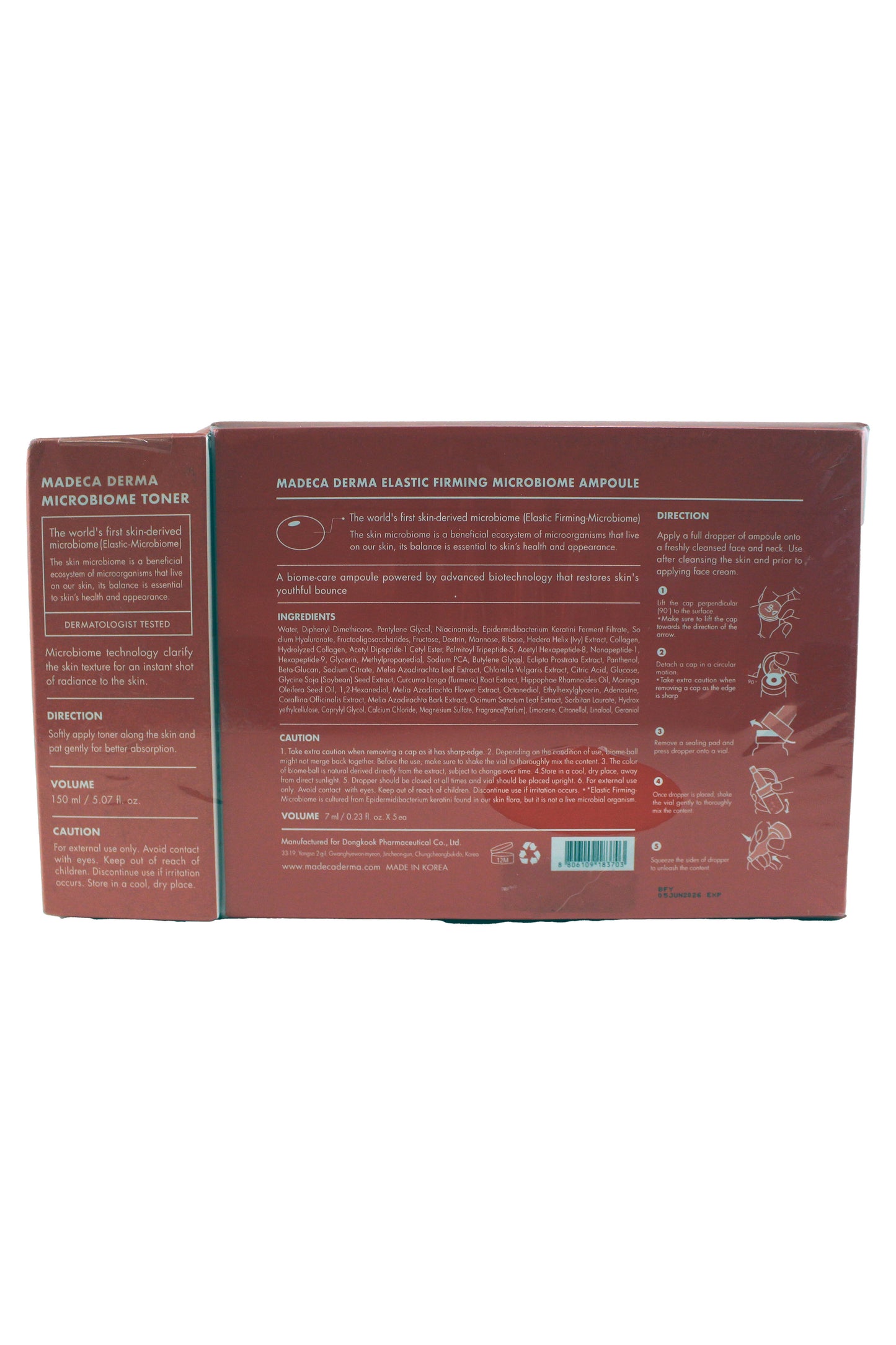Madeca Derma Elastic Firming Microbiome Ampoule & Micro Biome Toner Set